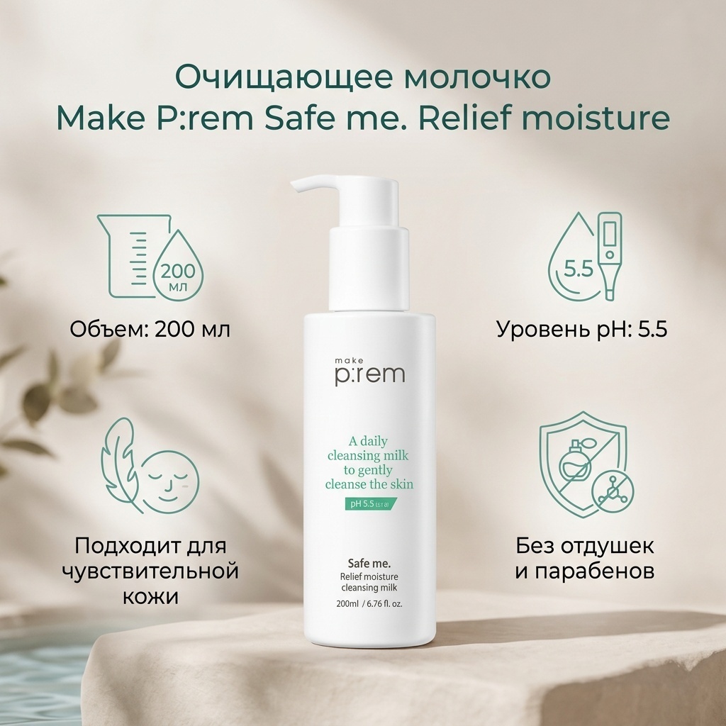Make Prem Safe Me. Relief Moisture Cleansing Milk молочко 200 мл