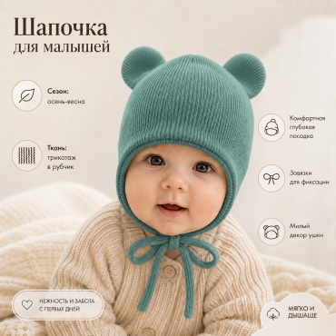 Шапка трикотажная12 зеленый 48, 51