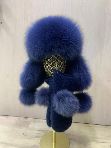 Ушанка SemiFur размер 58, синий, темно-синий