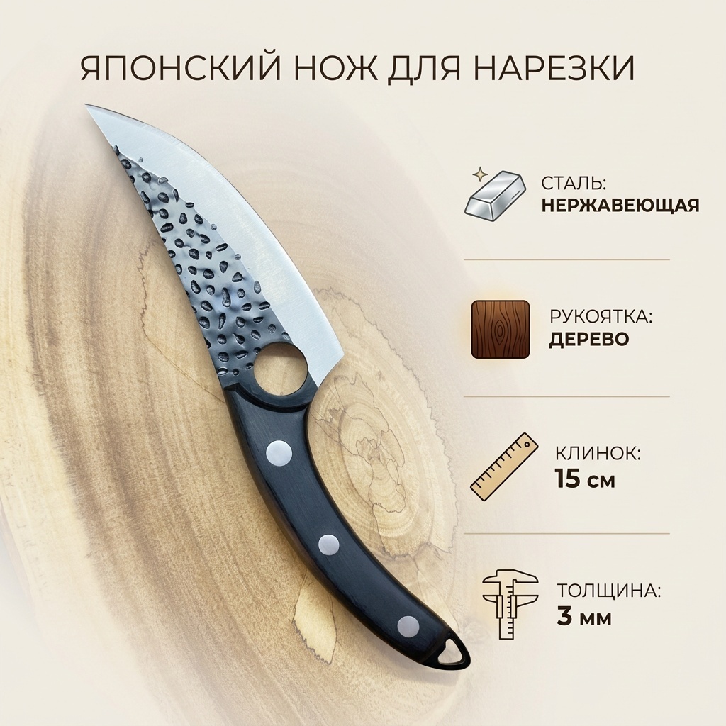 Нож для нарезки KNIFE, лезвие: нержавеющая сталь 1 шт