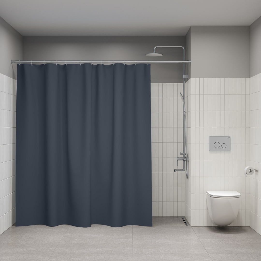 Штора для ванной IDDIS BL01P24i11 200x240 серый, графит, полиэстер