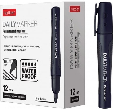 Маркер Hatber DAILYMARKER, 1 шт, 2 мм, черный