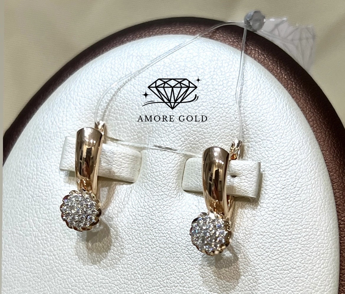 Серьги Кристалл-L 25111-013 Amore gold вес 2.3 г золото, фианит
