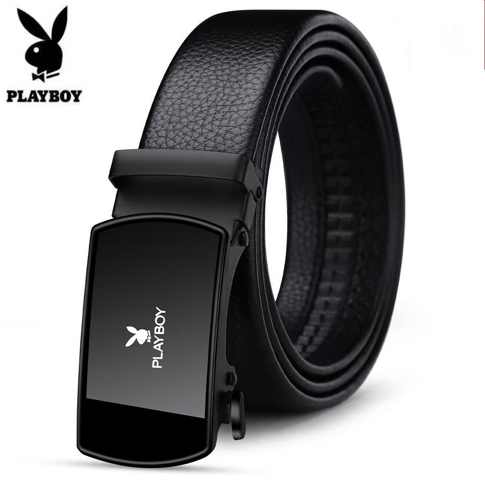 Ремень Playboy натуральная кожа 130 см черный