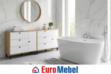 Шкаф притуалетный напольный Euromebel Алекс, 00074867, 10x35x81.6 см, белый, светло-коричневый