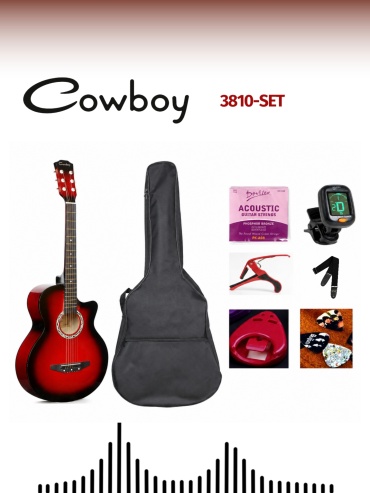 Набор с акустической гитарой Cowboy 3810-RDS-Set красный