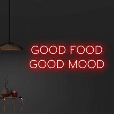 Неоновая вывеска настольный GOOD FOOD GOOD MOOD, красный