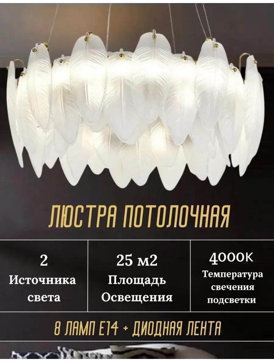 Люстра потолочная LED, кол-во ламп: 1 шт