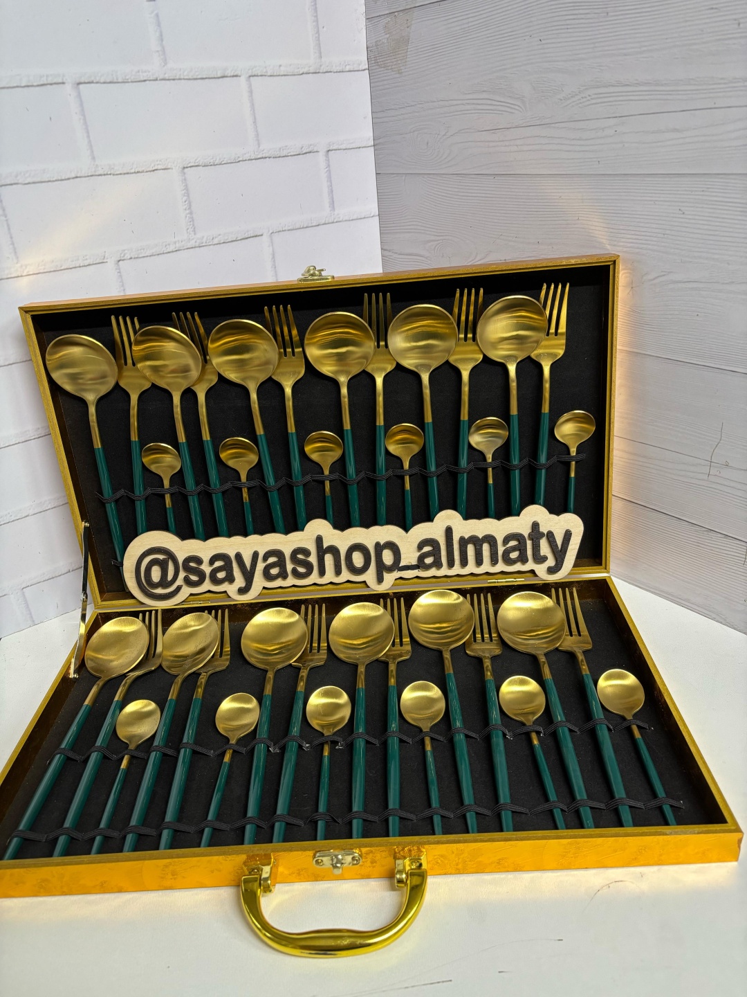 Набор столовых приборов SAYA SHOP 36 шт, зеленый, золотистый SAYA SHOP