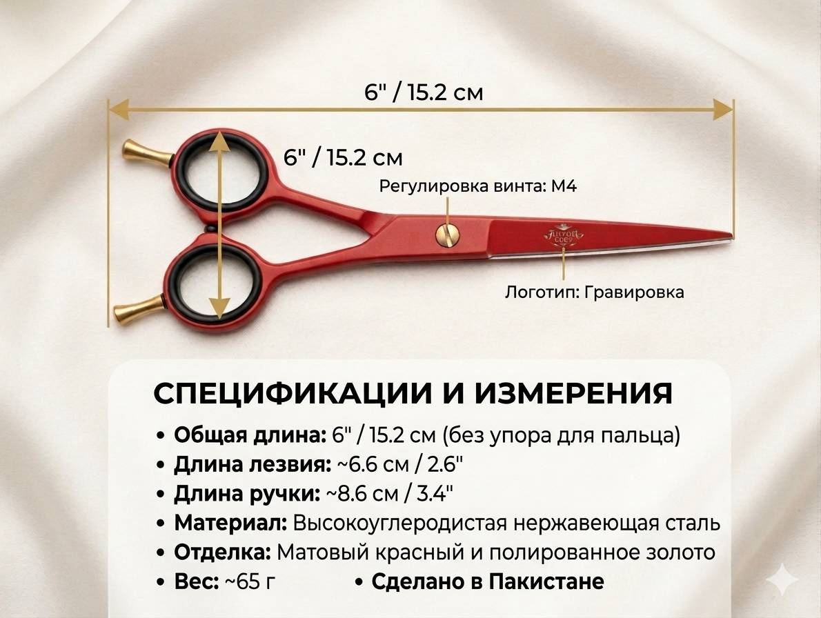 Алтин Edge прямые ножницы длина полотна 6 дюйм 1 шт