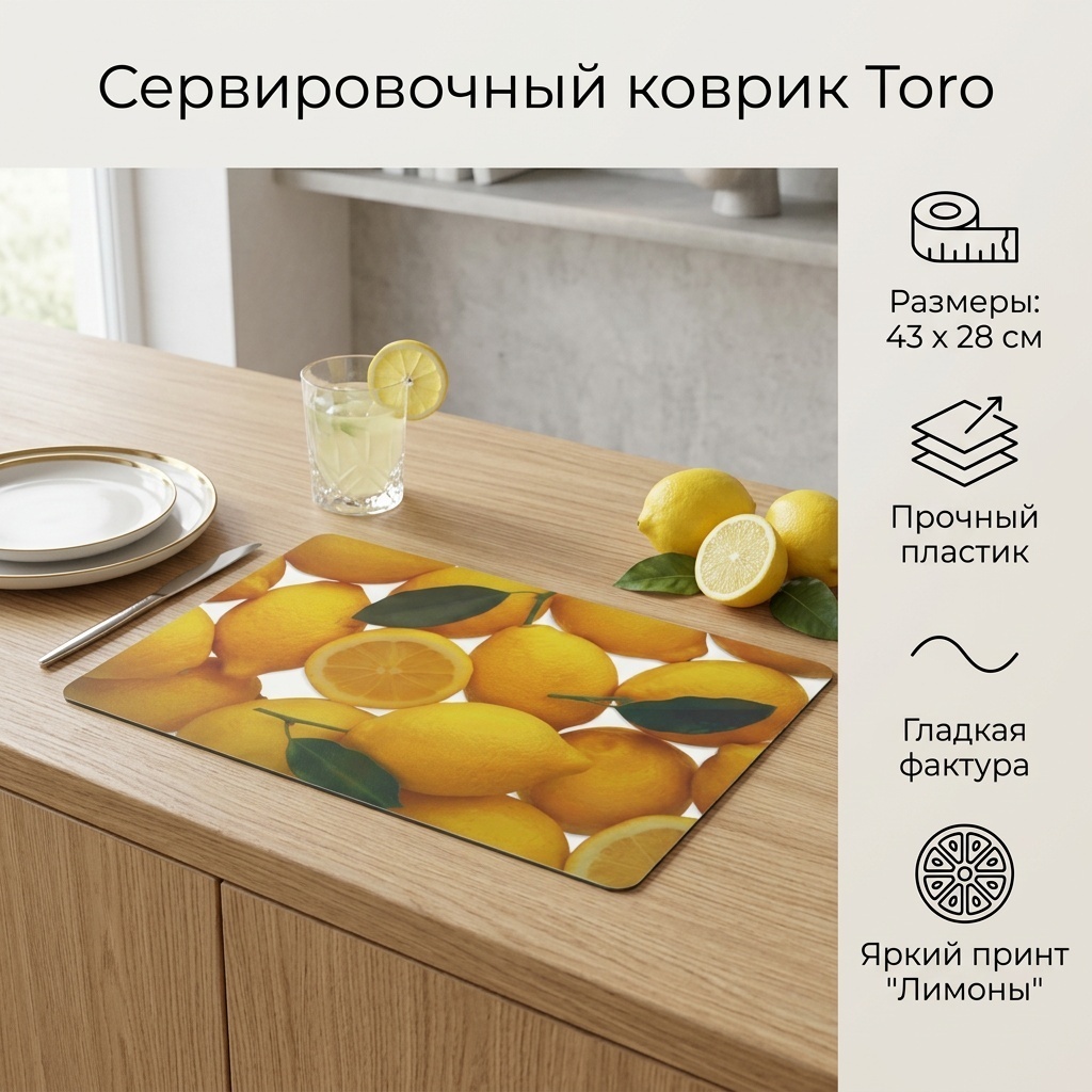 Сервировочный коврик Toro 43x28 см, пластик, 1 шт