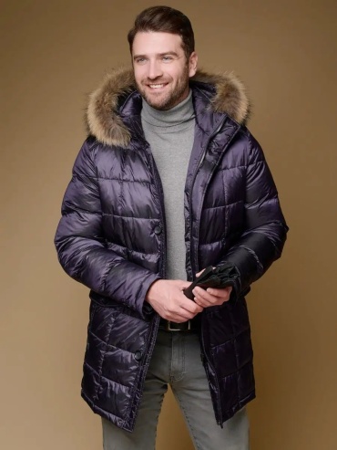 Пуховик синий