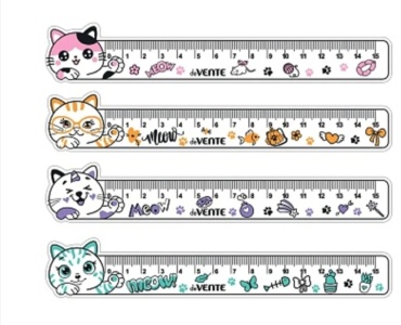 Линейка deVENTE 5091208 Cat гибкая, 15 см, 1 шт, пластик, прозрачный