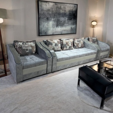 Диван CORKEM Тройка комплект, 220х80 см, обивка ткань, серебряный