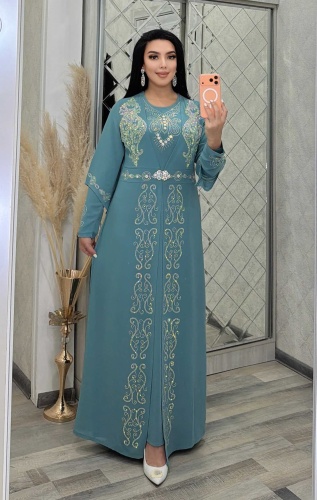 Платье с абайкой Anara.Dresses мятный