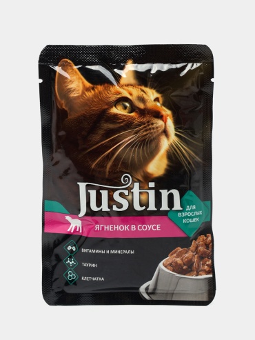 Justin кусочки в соусе ягненок 75 г 28 шт