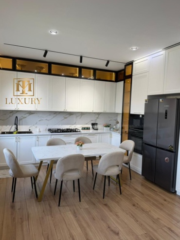 Комплект Qaz Oryndyq Нова, стол 150х90 см + 6 стульев, черный, бежевый