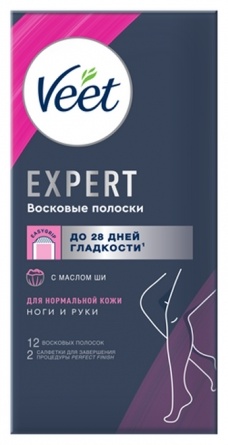Воск пленочный Veet Expert для нормальной кожи плотность средняя в полосках 100 г