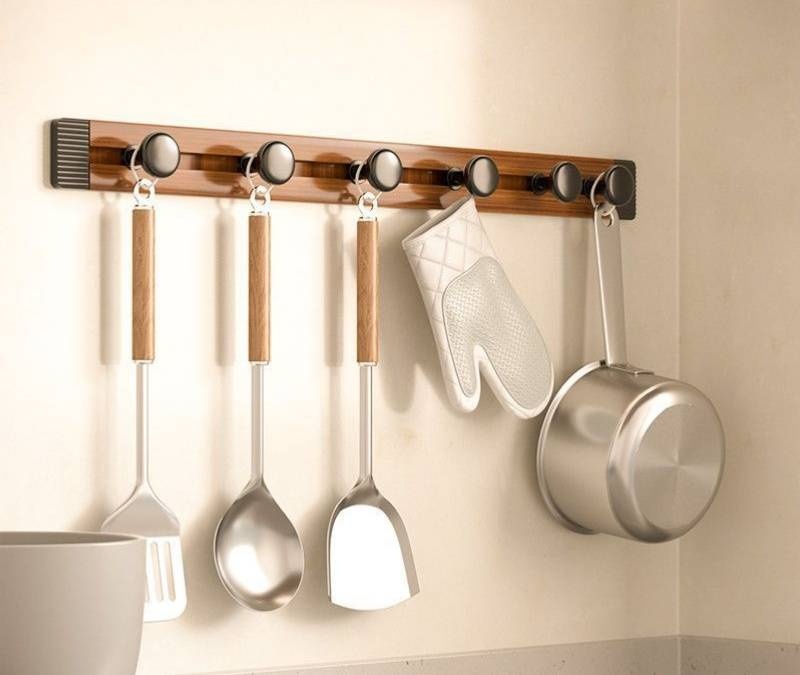 Eva Goods рейлинг настенный кухонный из 6 крючков, 1 шт, алюминий