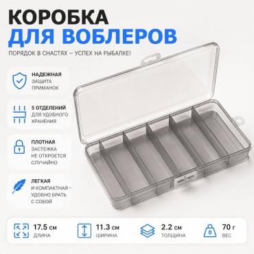 Коробка для приманок Рыбалка с Михалычем Org-17.5 прозрачный