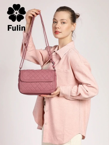 Сумка багет Fuling экокожа розовый