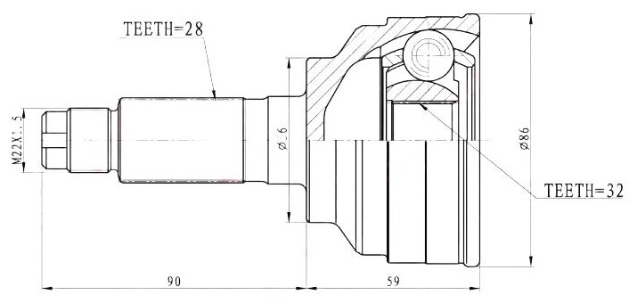 LYNXauto шрус наружный CO5137