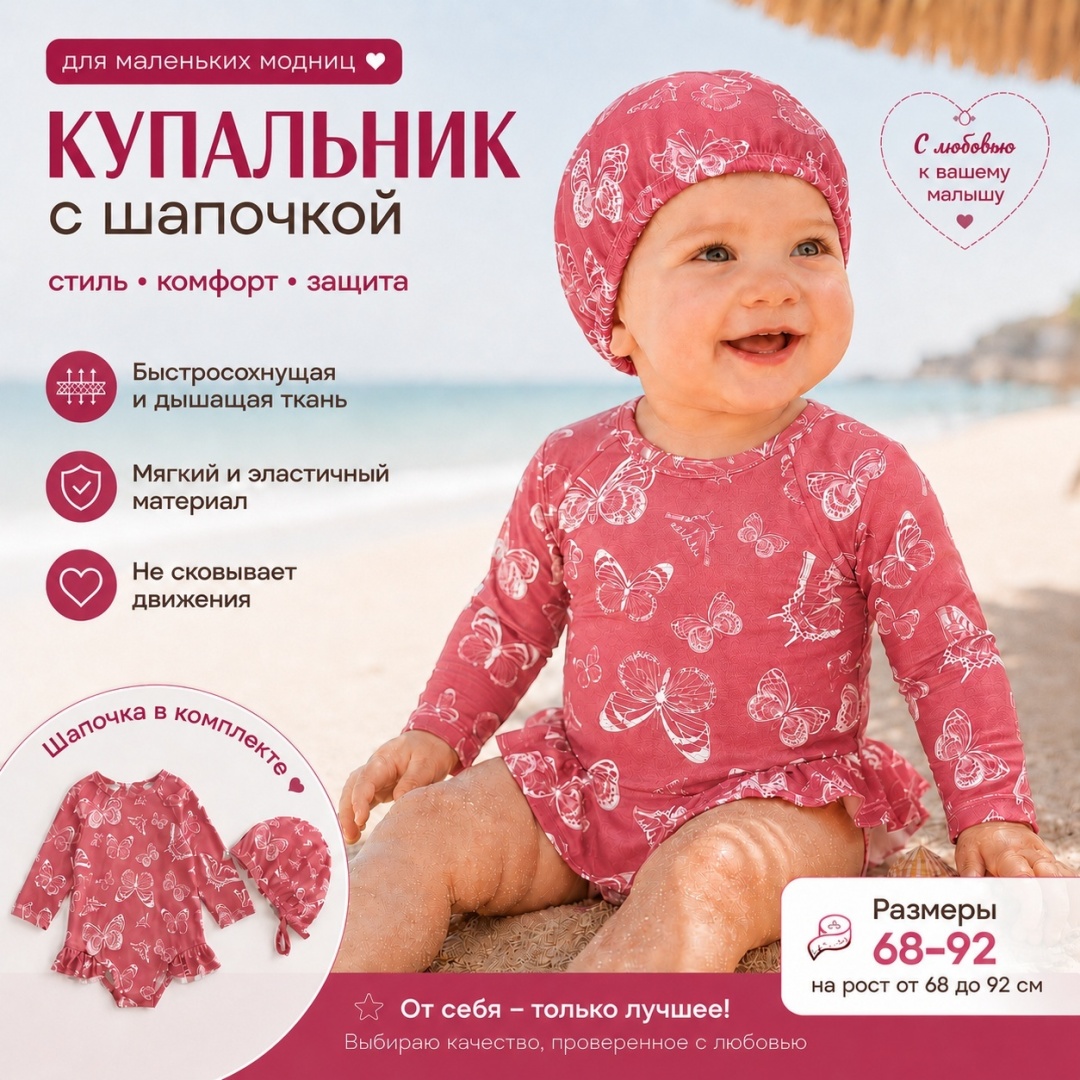 Купальник слитный красный