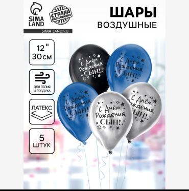Набор воздушных шаров Sima-land День рождения 5 шт, мультиколор