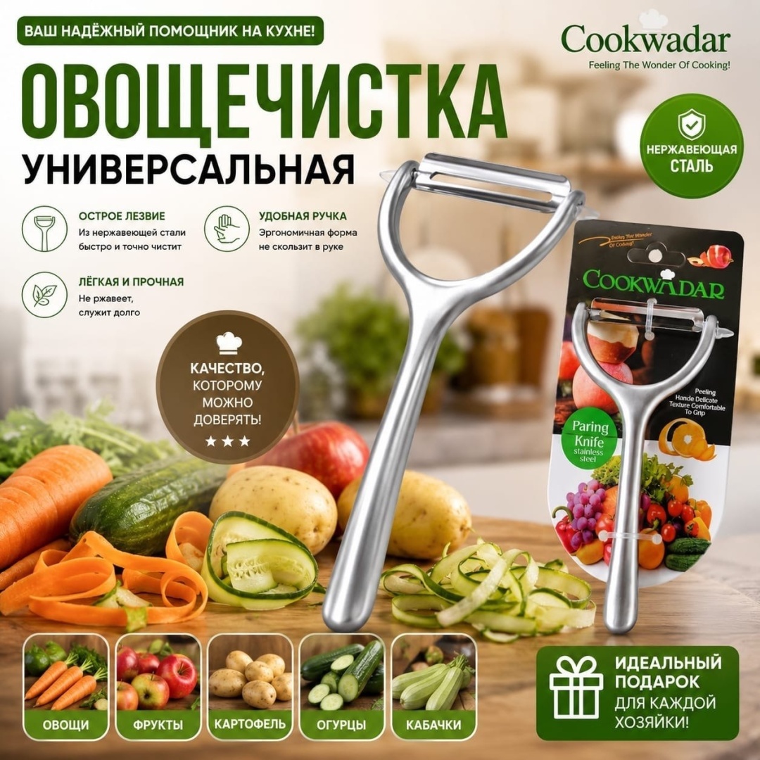 Овощечистка сталь, сталь, серебристый