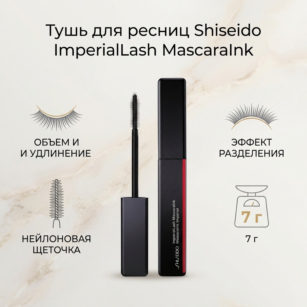 Тушь для ресниц Shiseido ImperialLash MascaraInk для объема, удлиняющая, подкручивающая черный