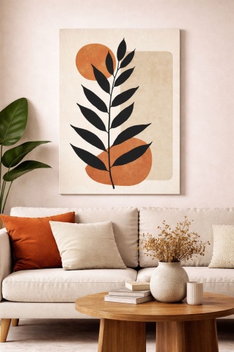 Araystudio.kz картина интерьерная на холсте “Solar leaf” abstract botanical 60x80 см