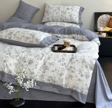 Комплект Home Textile Комплек постельного белья с пуговицами в подарочном мешочке 2-спальный хлопок, лен, 2 наволочки: 50x70 см