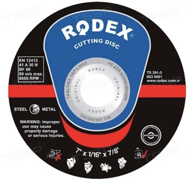 Диск отрезной абразивный 180x22х1.6 мм, Rodex 7372920
