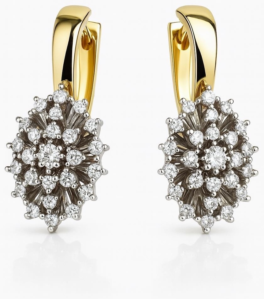 Серьги Italian Gold 23765681 вес 9.6 г золото, бриллиант