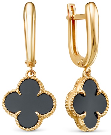 Серьги Lucente EAR-LU-585-349872 вес 4.95 г золото, оникс