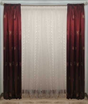 Портьеры Renaissance 200x285 см 2 шт, тафта, бордовый