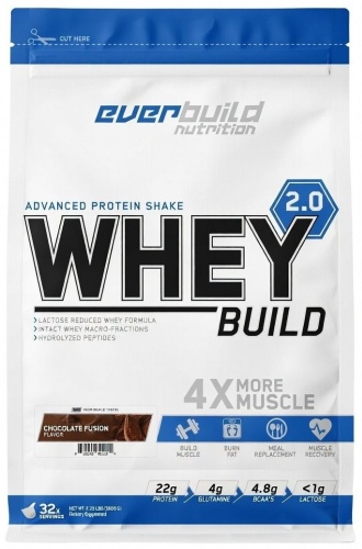 Протеин Everbuild Nutrition Whey Protein Build 2.0 шоколад 1000 г