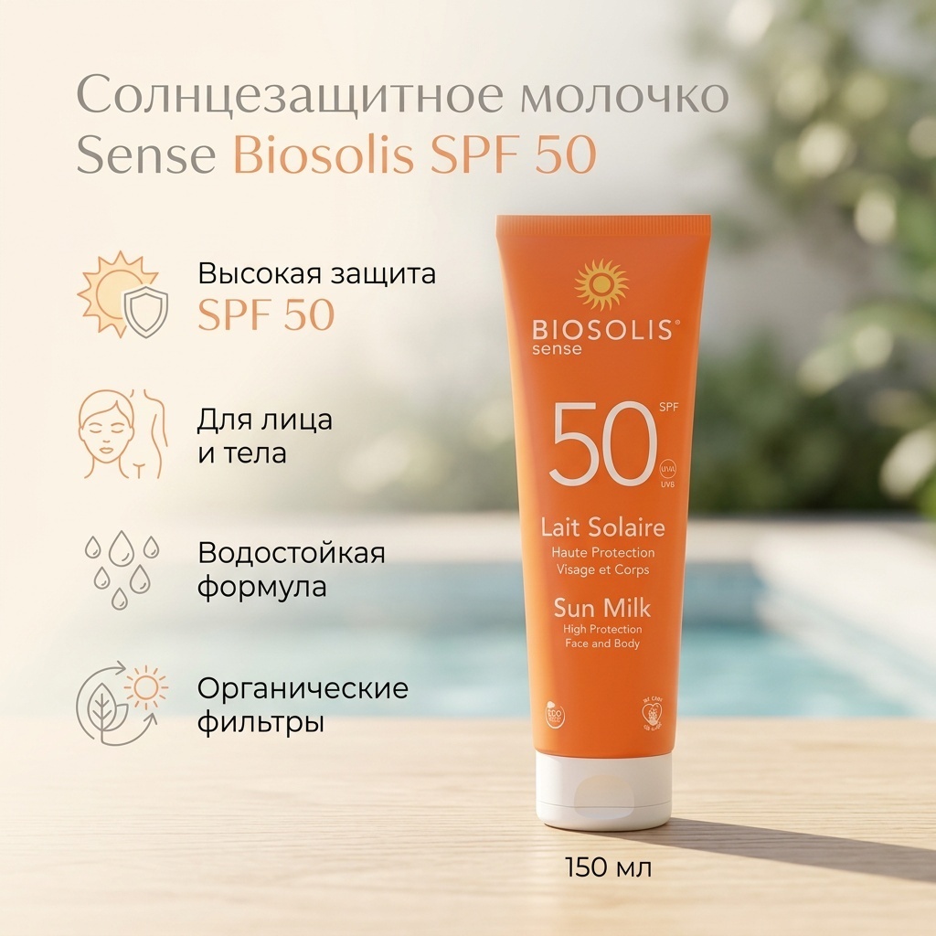 Biosolis Sense Солнцезащитное молочко для лица и тела SPF 50 молочко для тела 150 мл