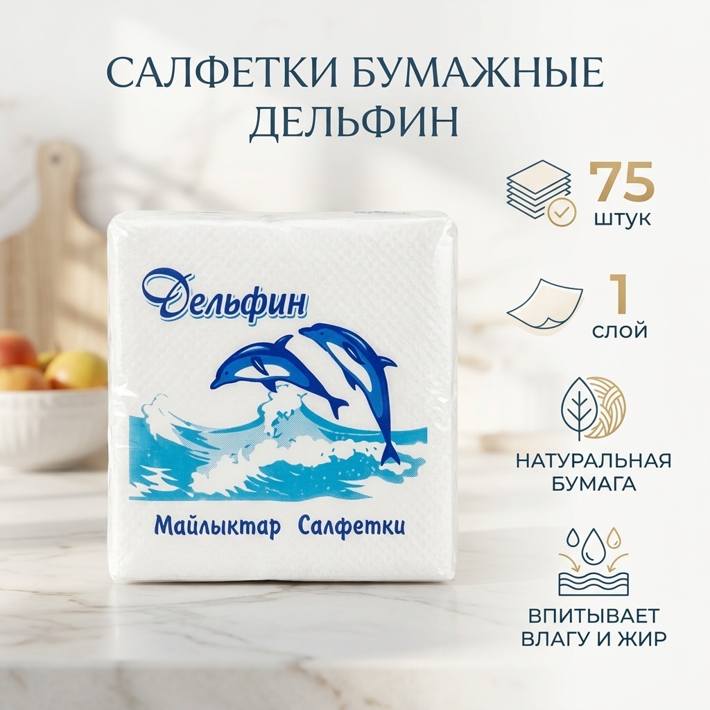 Бумажные салфетки Карина Дельфин 75 шт