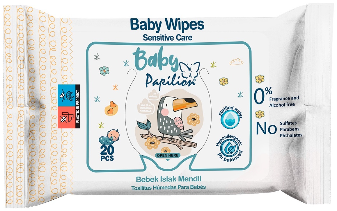 Papilion Baby Travel Детские влажные салфетки 20 шт