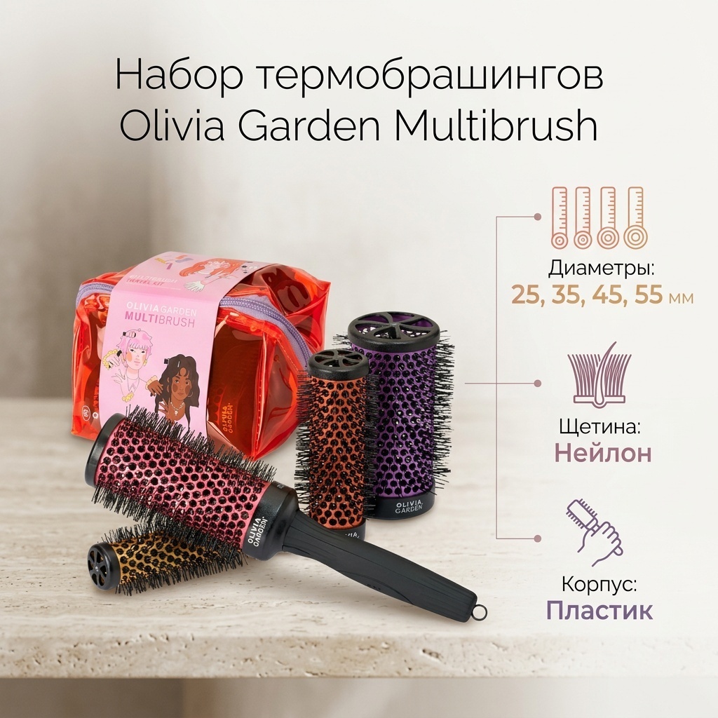 Olivia Garden термобрашинг 25мм, 35мм, 45мм, 55мм