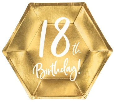 Party Deco тарелка тарелки 18 лет золотистый 6 шт