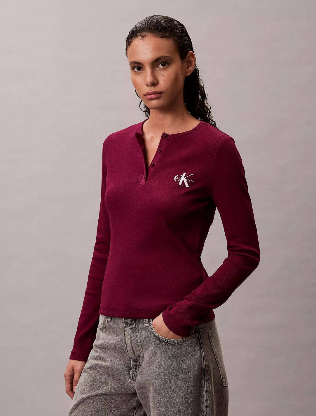 Лонгслив Calvin Klein бордовый