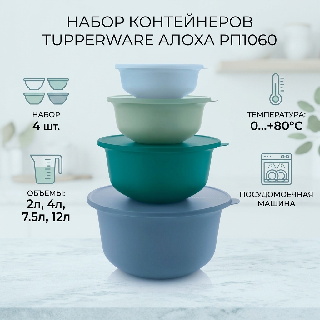 Tupperware набор контейнеров Алоха РП1060 4 шт, полипропилен