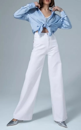 Джинсы широкие и расклешенные Denim белый