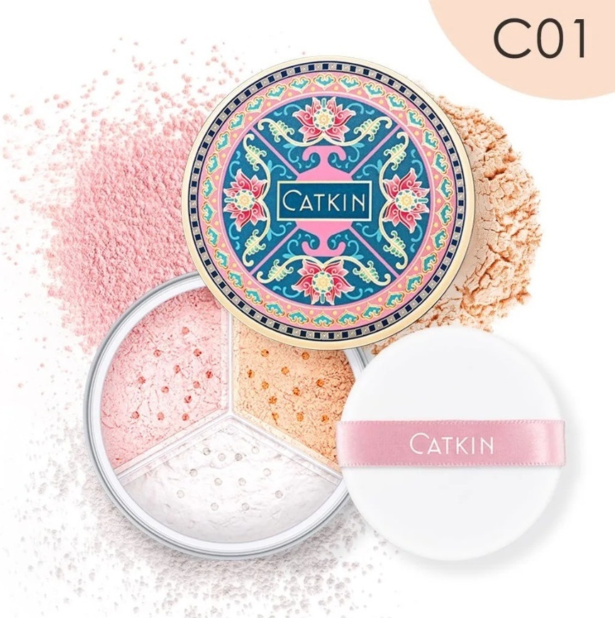 Пудра CATKIN Trio-Color Lotus Loose Powder рассыпчатая C01 Shimmer полупрозрачный