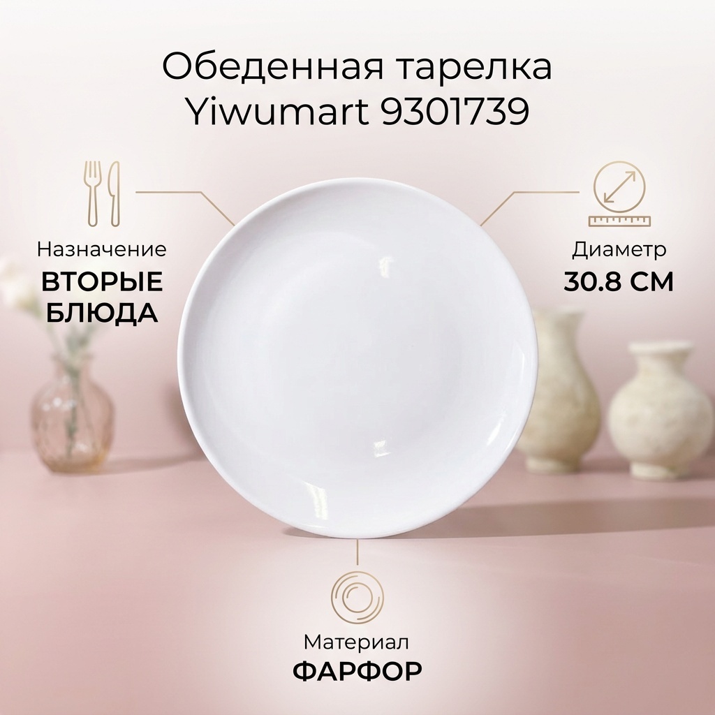 Обеденная тарелка Yiwumart 30.8 см, 1 шт, фарфор