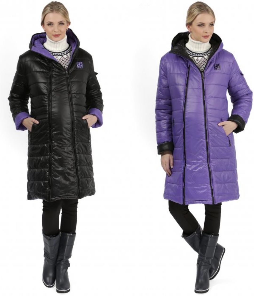Демисезонная куртка mamabest черный, фиолетовый