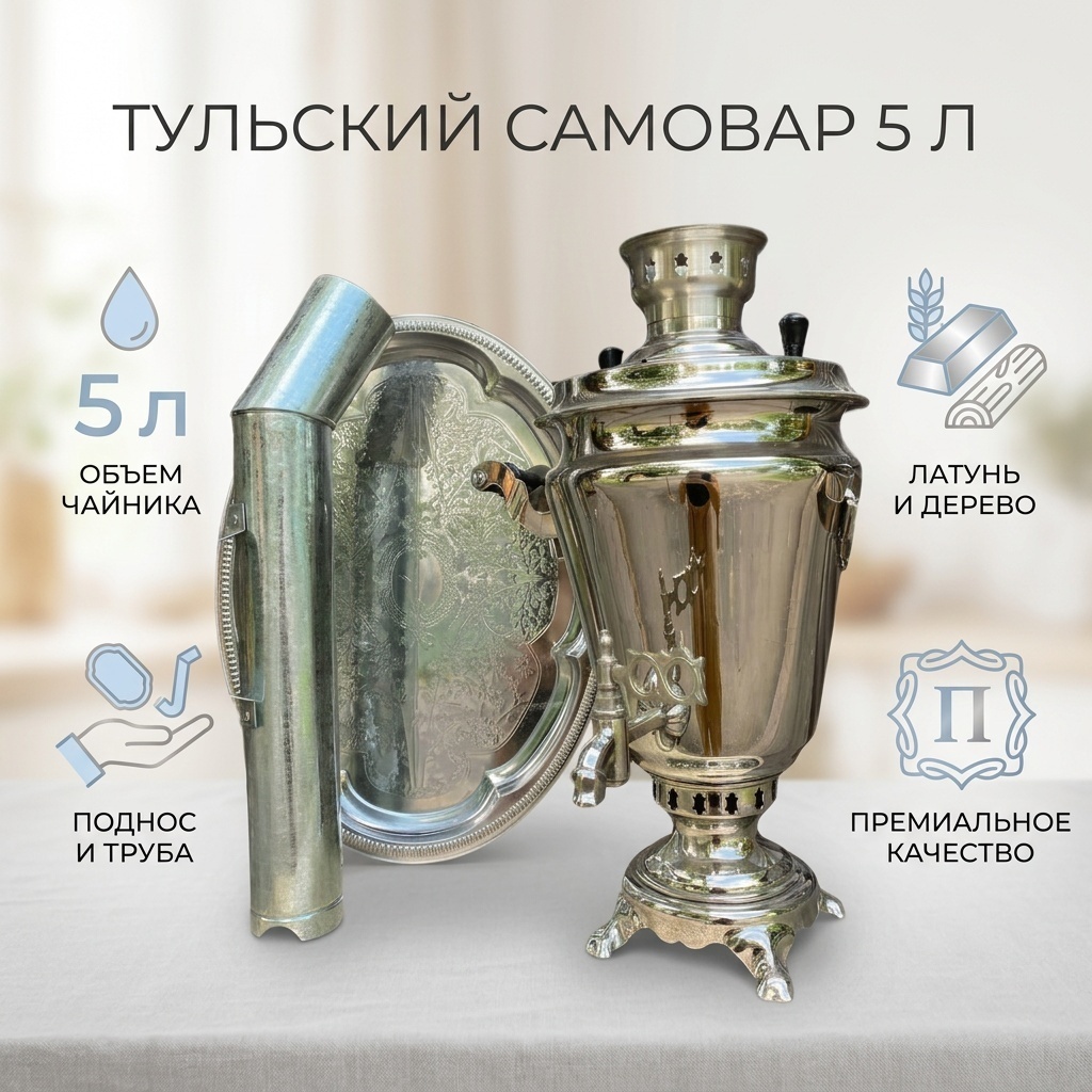 Тульский Самовар самовар 6871355 5 л, латунь