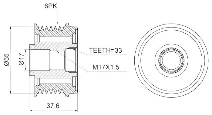 LYNXauto шкив генератора PA1006